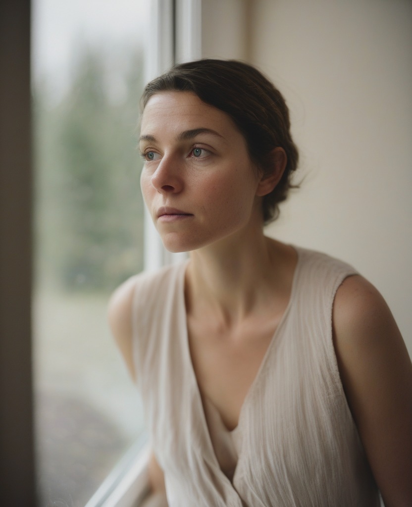 Woman checking uneven skin tone